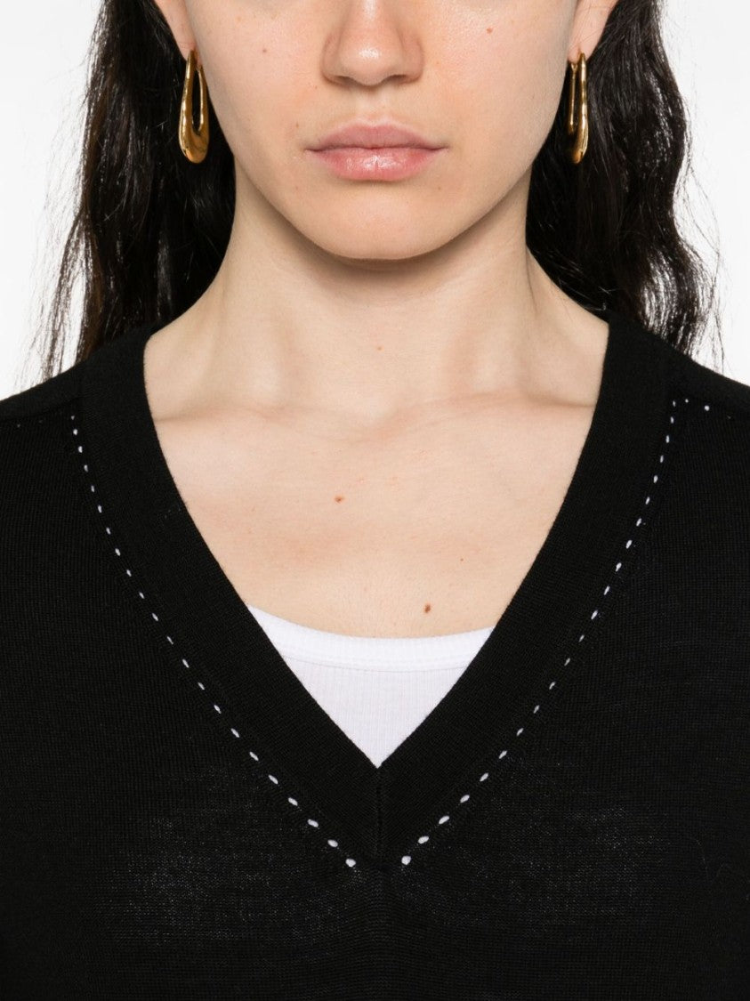 Liu Jo V-Neck Sweater With Perforated Detailing