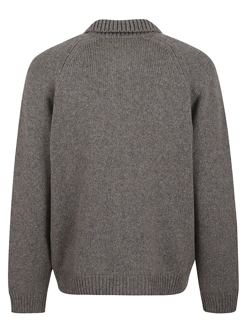 Maison Kitsuné Textured Grey Wool Blend Zip-Through Jacket