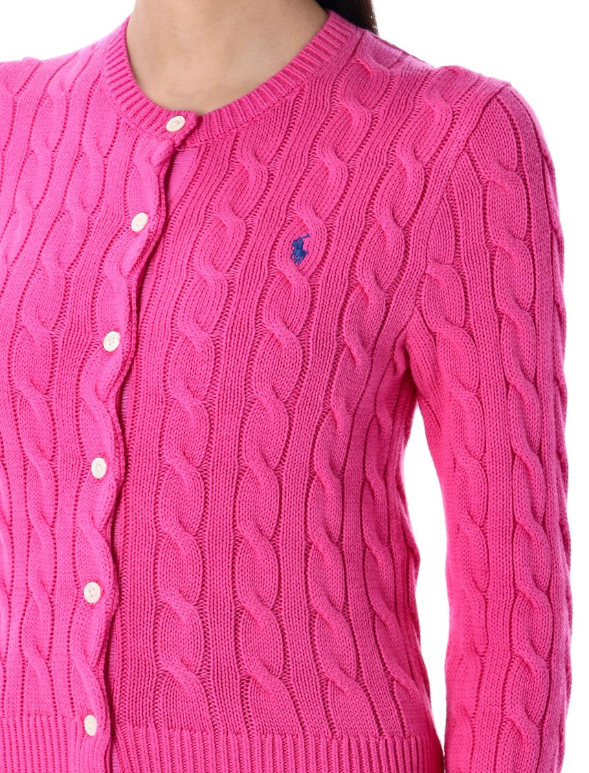 Polo Ralph Lauren Cropped Cable-Knit Cardigan In Regatta Pink