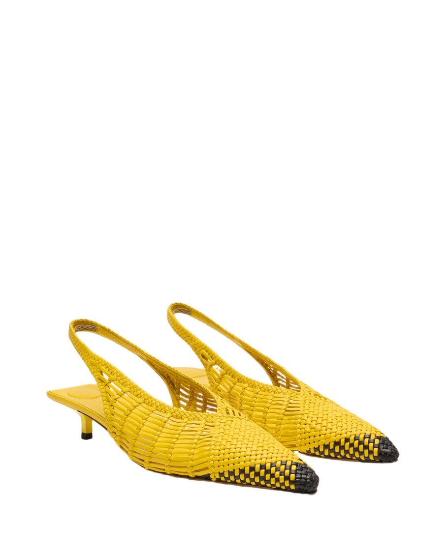 Jacquemus Hand-Woven Lambskin Sling-Back Shoes With Geometric Design