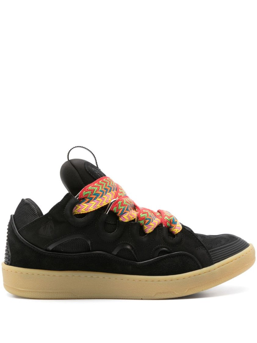 Lanvin Black Suede Panelled Sneakers