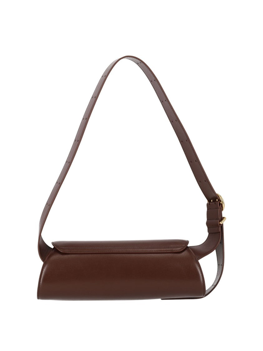 Jil Sander Brown Cannolo Small Calfskin Shoulder Bag