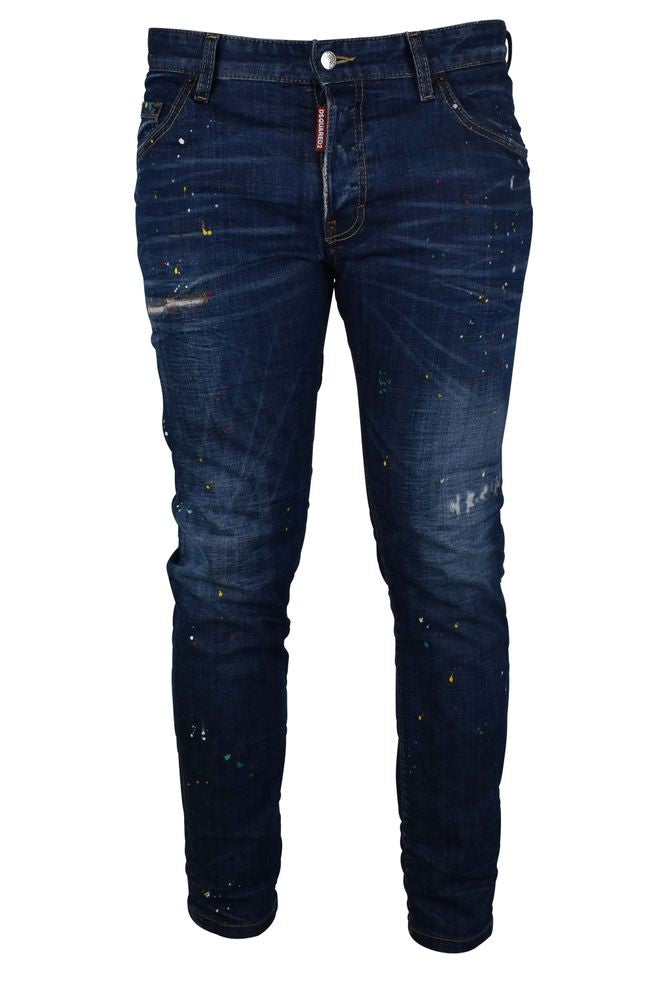 Dsquared2 Distressed Blue Cotton Skater Jeans