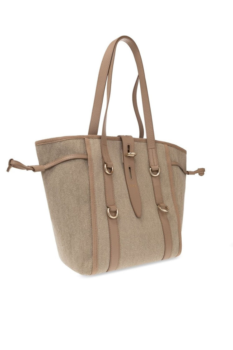 Furla Textured Fabric Handbag With Leather Accents