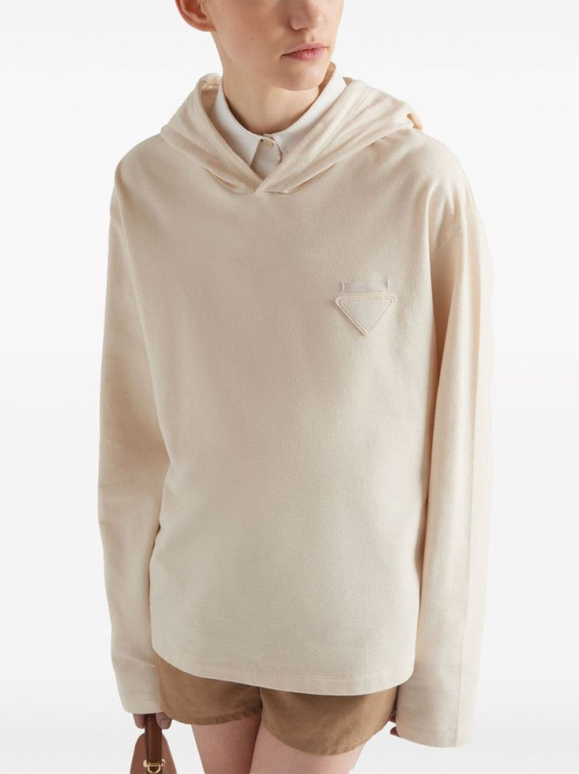 Prada Organic Cotton Hoodie With Boat Neck