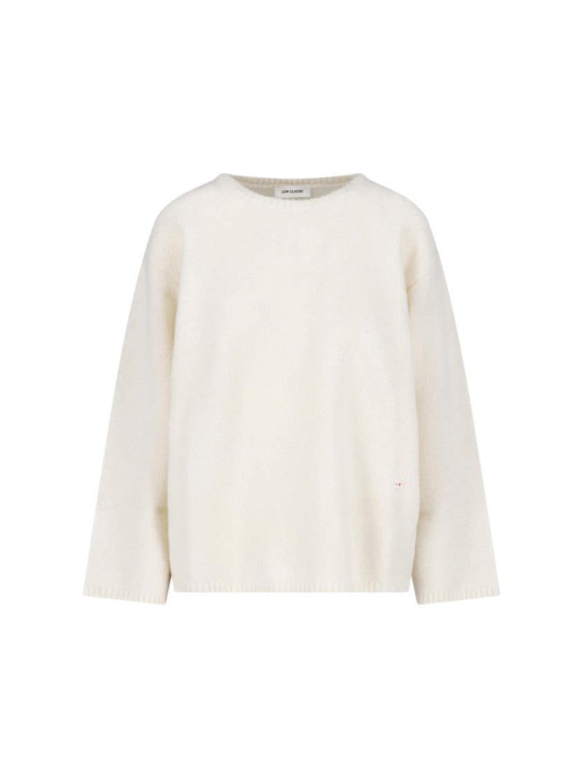 Low Classic Ivory Ribbed Crewneck Wool-Blend Sweater