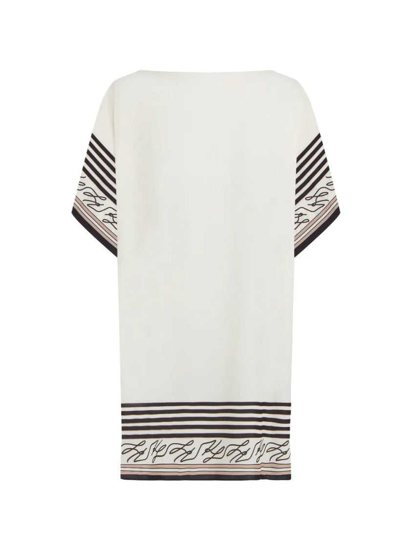 Karl Lagerfeld Cream Beach Cover-Up With Striped Borders