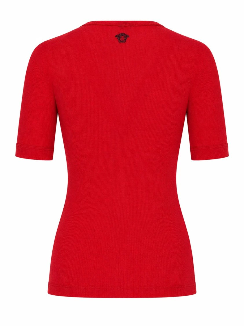 Versace Slim Fit Ribbed Virgin Wool T-Shirt