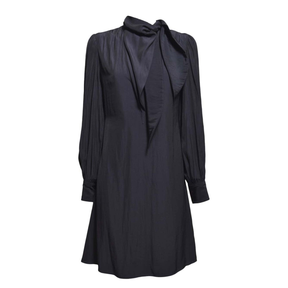 Lanvin Mini Dress In Black Satin With Bow