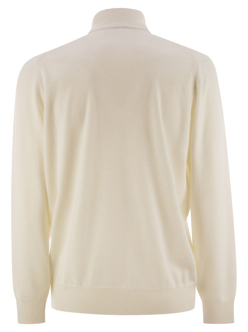 Brunello Cucinelli High-Necked Cashmere Sweater With Zip Opening