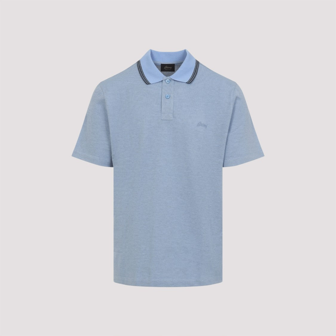 Brioni Lead Sky Blue Cotton Polo