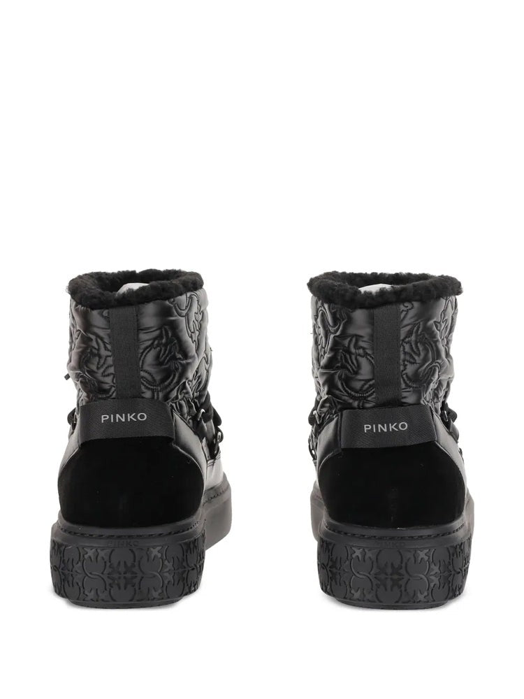 Pinko Black Yoko 19 Mid-Height Monogram Ankle Boots
