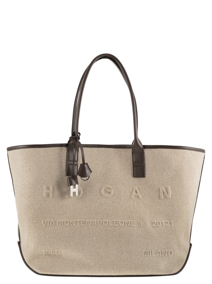 Hogan Linen Shopping Bag With Embossed Address