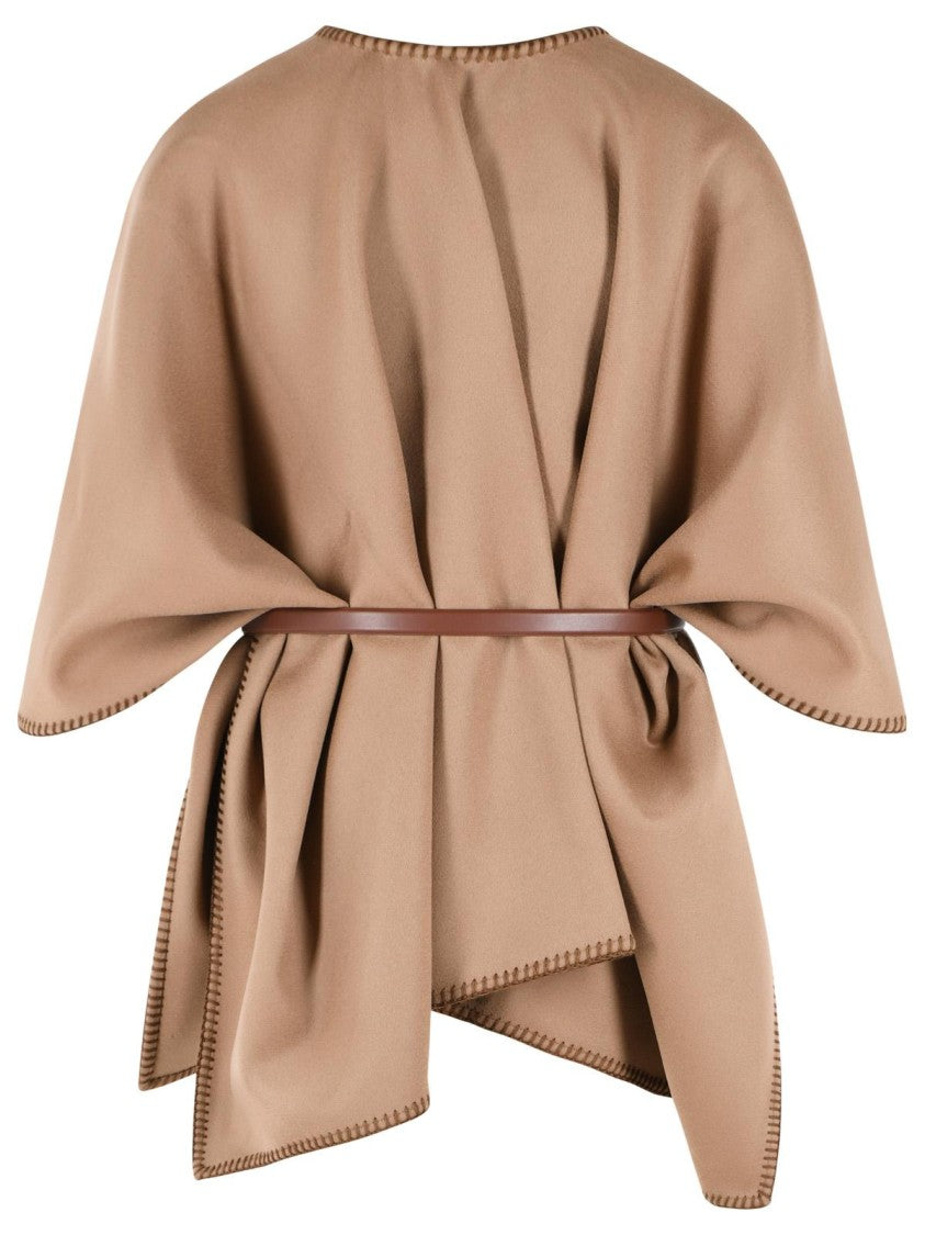Max Mara 'Colomba' Brown Virgin Wool Cape