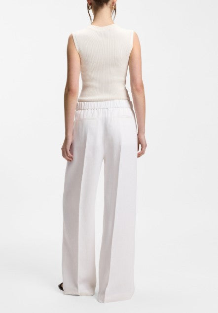 Boss White Wide-Leg Trousers With Crease Detail And Pocketed Design