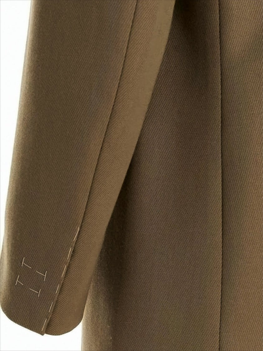 Maison Margiela Collarless Brown Wool Coat With Structured Silhouette