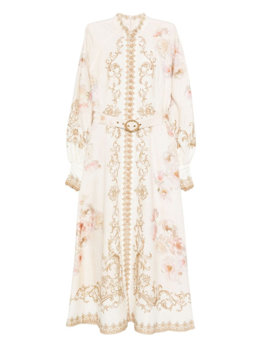 Zimmermann Baroque-Inspired Midi Dress With Voluminous Sleeves