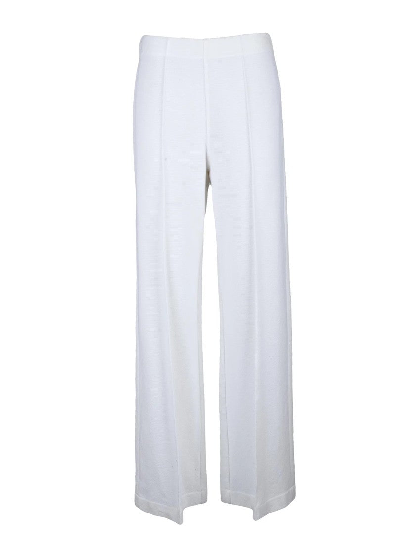 Bruno Manetti White High-Waist Wide-Leg Pants