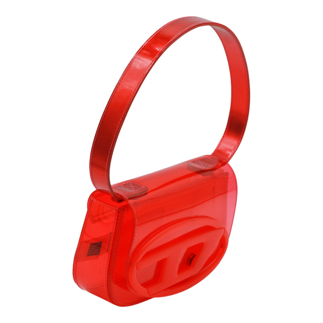 Diesel Translucent Red Shoulder Bag With Glossy Finish