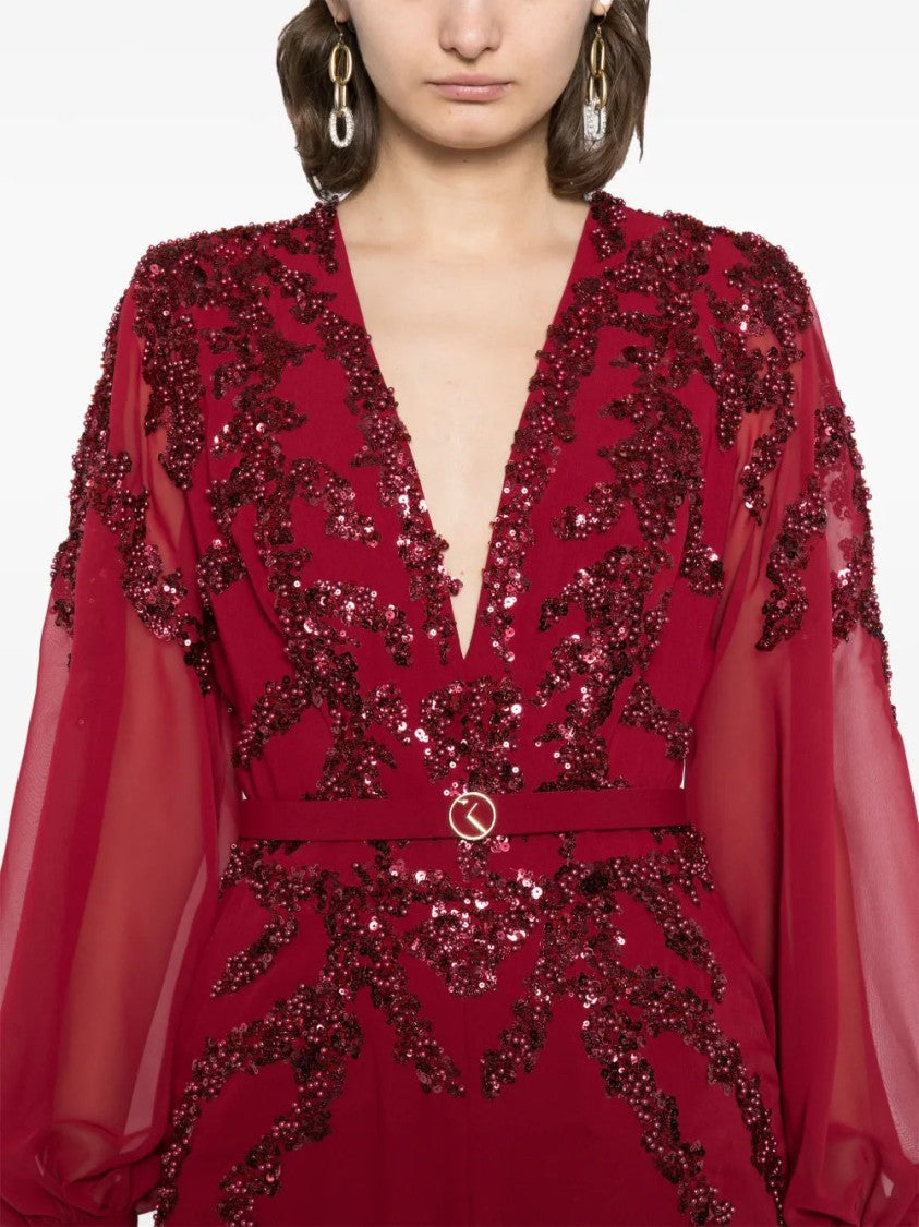 Saiid Kobeisy Blue Beaded Jumpsuit