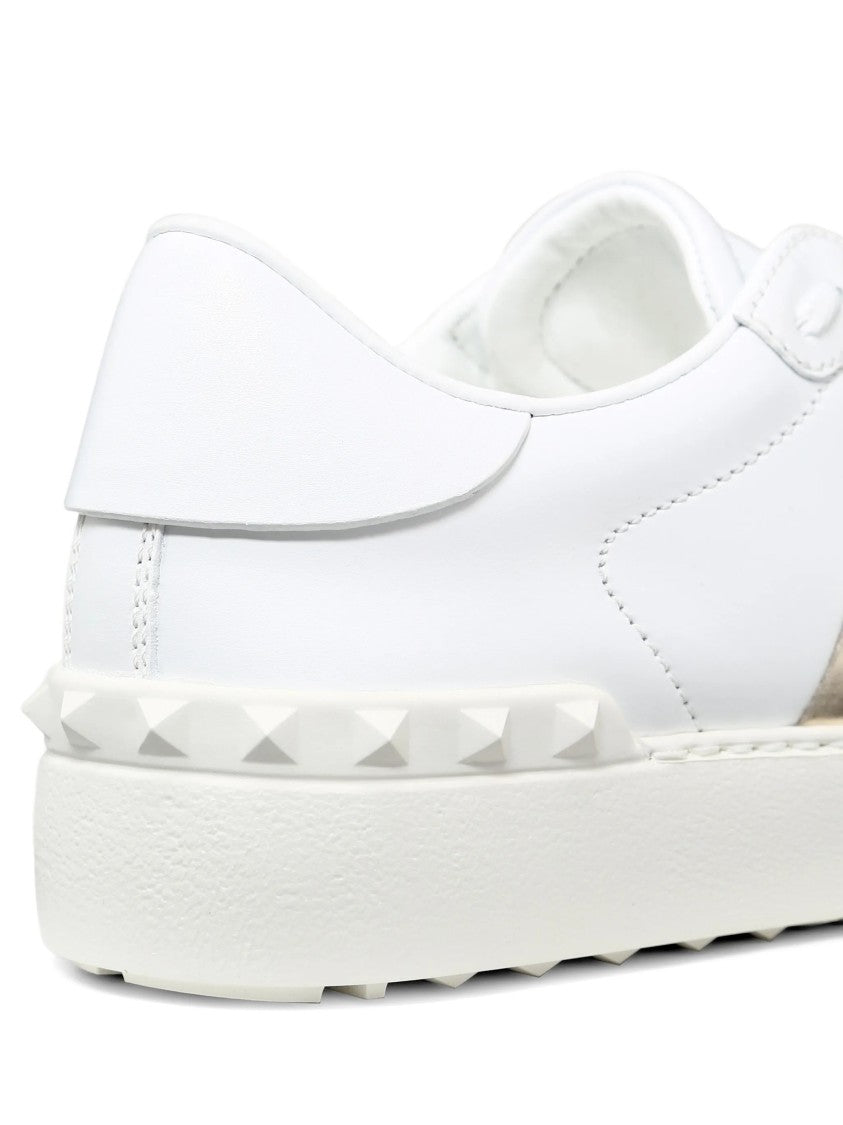 Valentino White Open Leather Metallic Sneakers