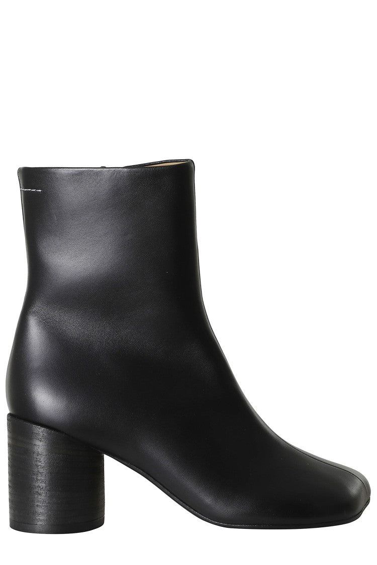 Mm6 By Maison Margiela Black Ergonomic Square Toe Leather Ankle Boots