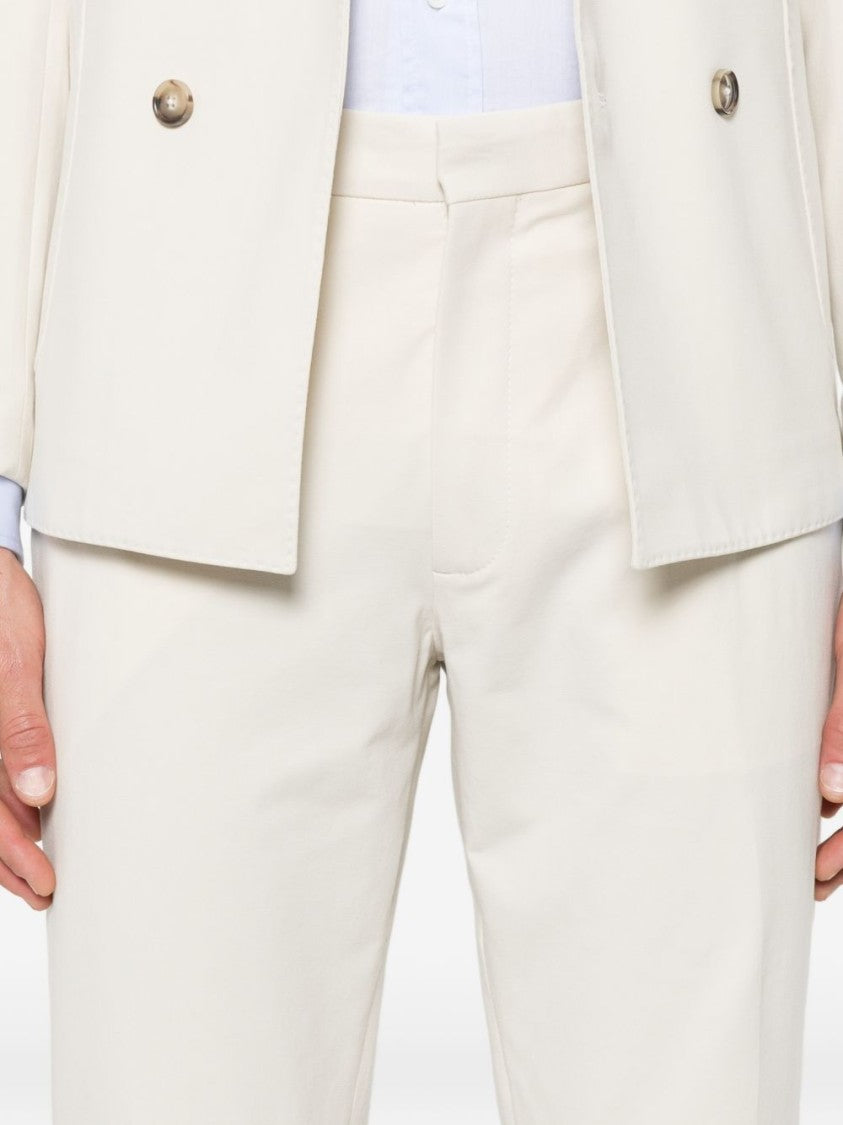 Circolo 1901 Off-White Tailored Trousers With Concealed Fastening And Pocket Detailing