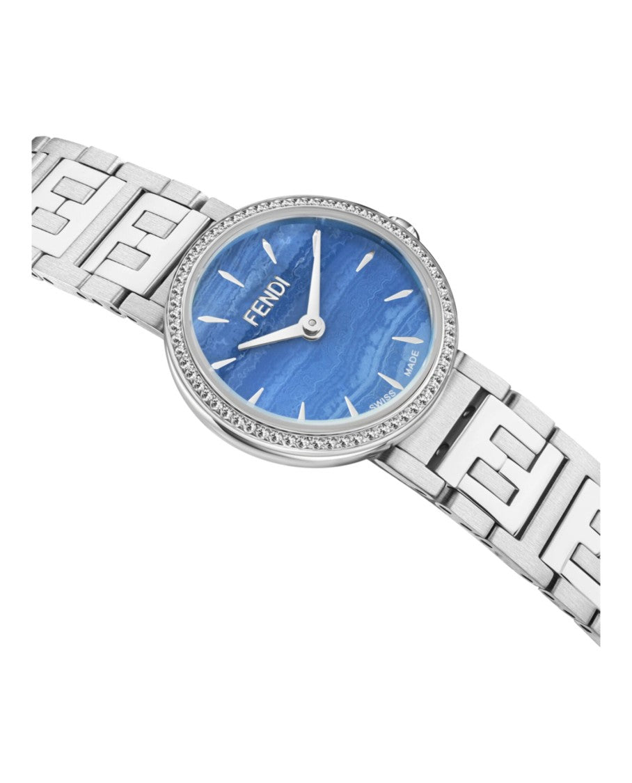 Fendi Swiss-Made Quartz Watch With Blue Chalcedony Dial And Diamond Accents