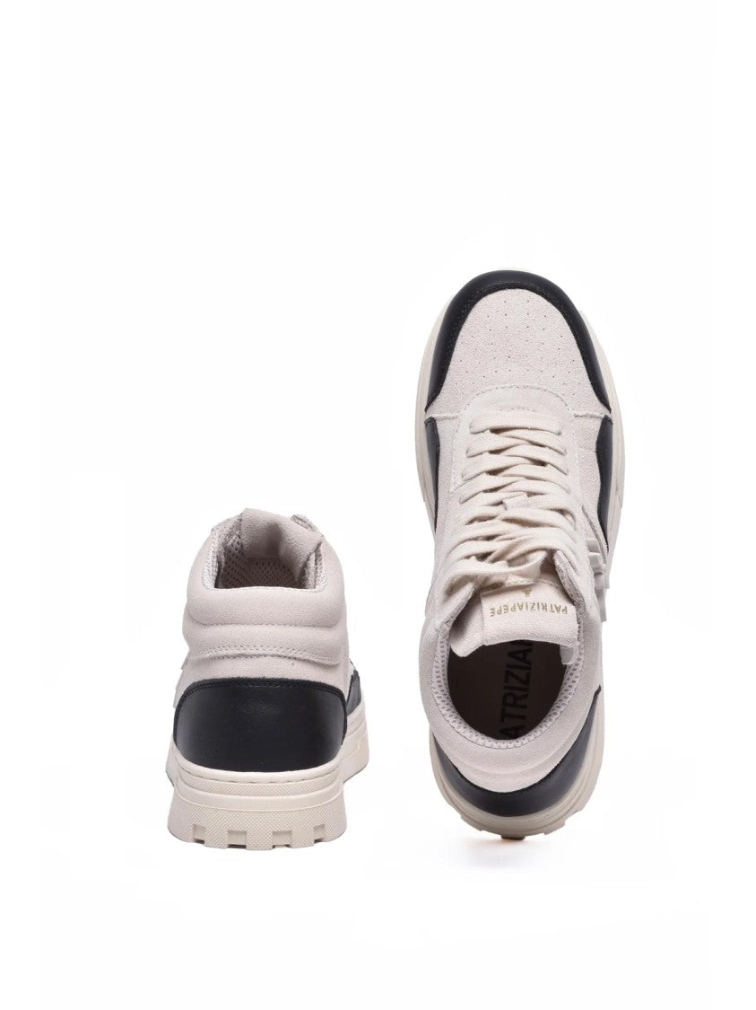 Patrizia Pepe Beige/Black Leather Other Fibers Rubber Women's Sneakers