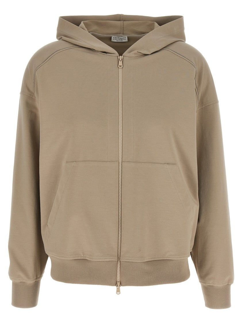 Brunello Cucinelli Gauze Cotton Hoodie With Monile Detail