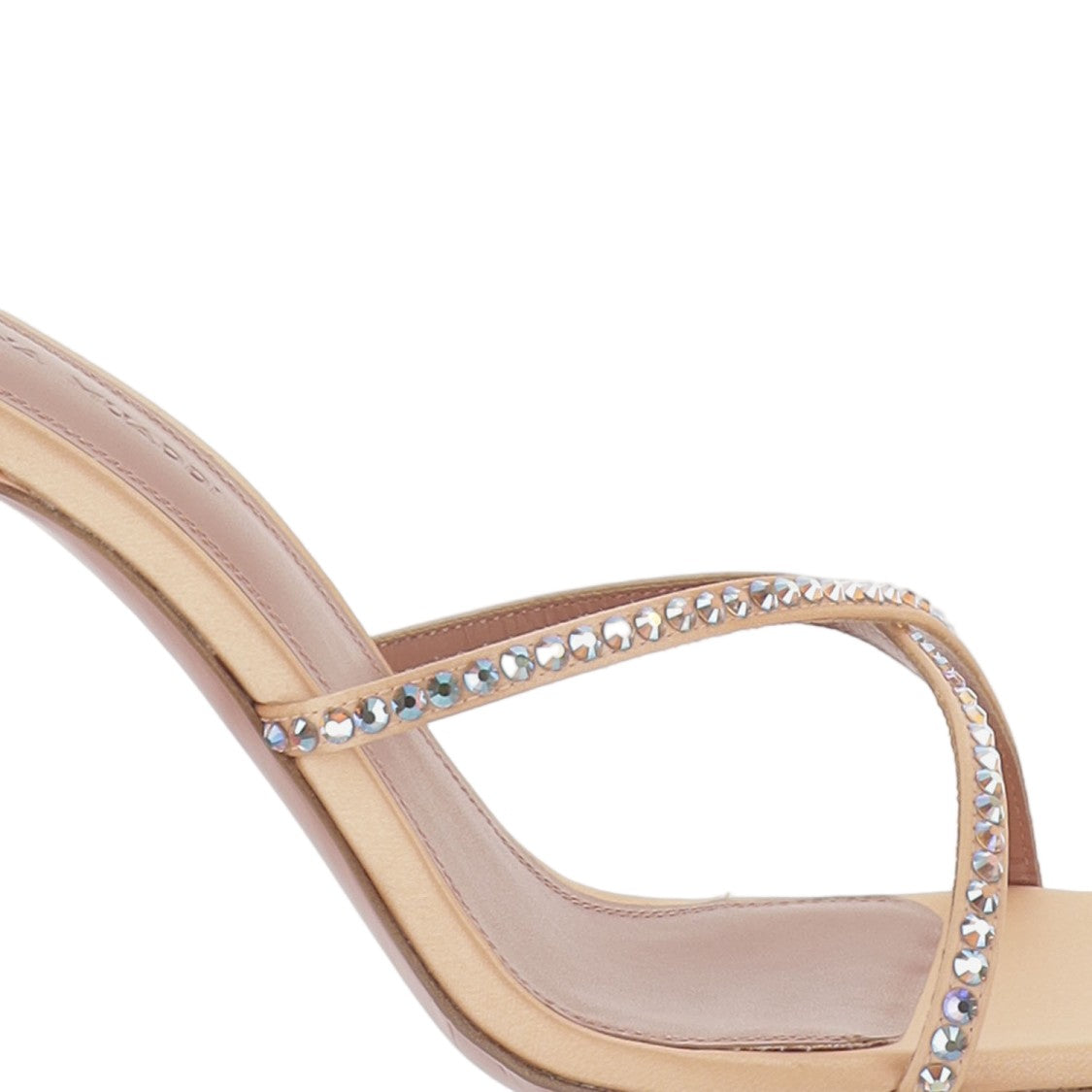 Amina Muaddi Satin Sandals With Crystal Embellishments And Flared Heel