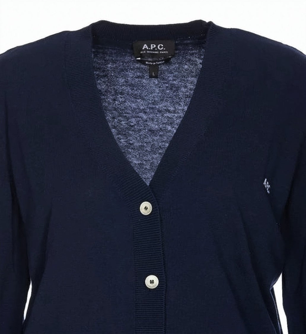 A.P.C. Classic V-Neck Cardigan With Button-Down Front
