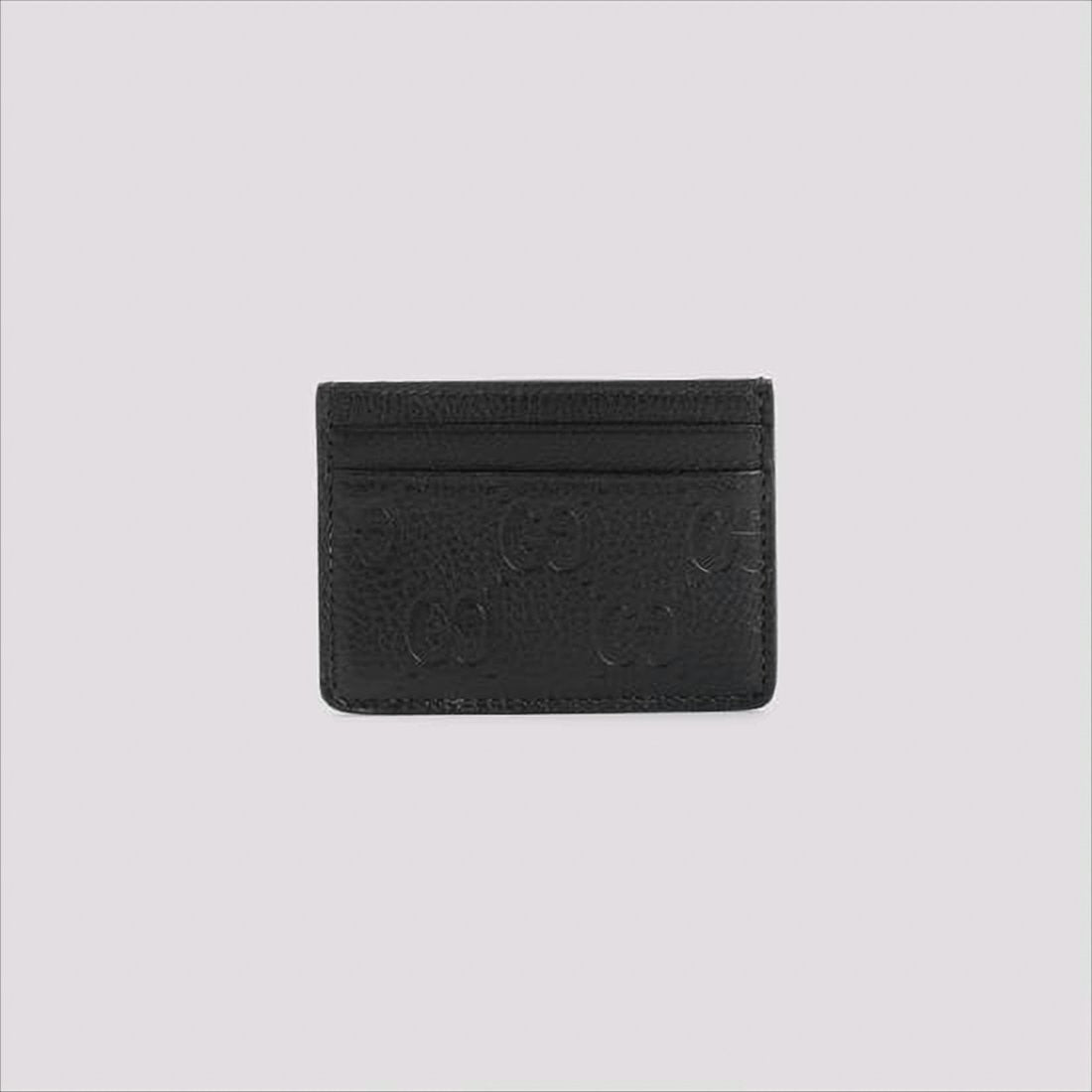 Gucci Textured Calf Leather Card Wallet With Embossed Pattern