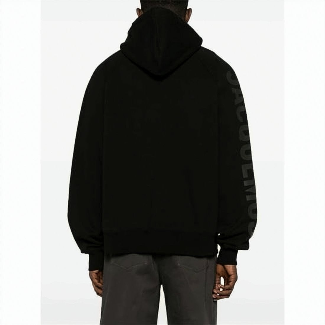 Jacquemus Relaxed Fit Black Cotton Hoodie With Tonal Logo