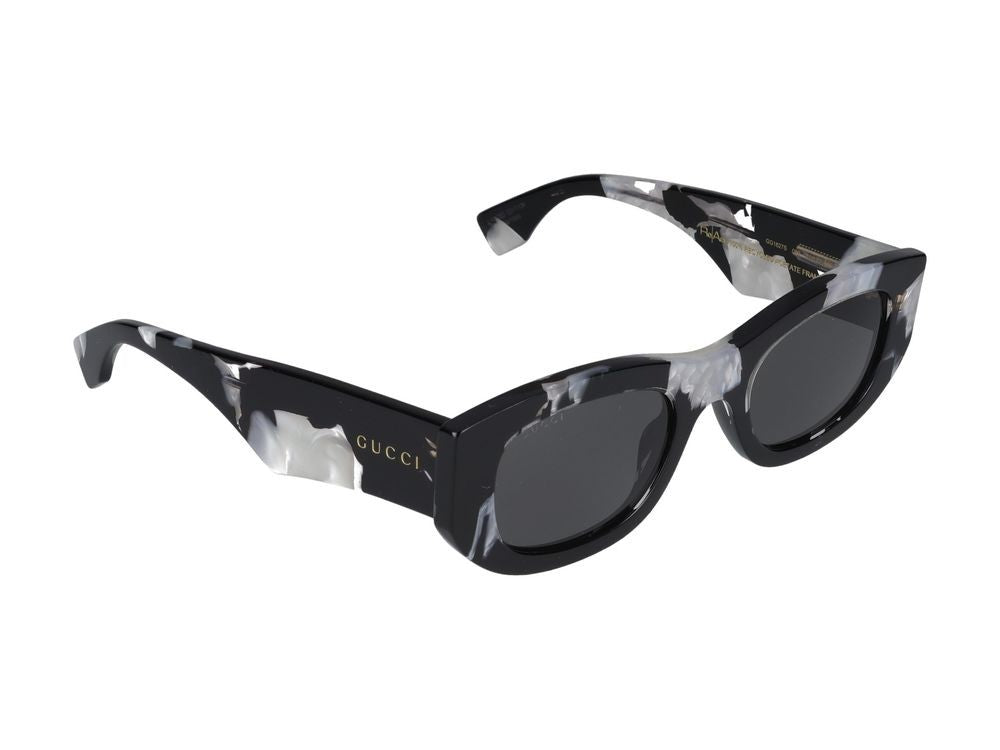 Gucci Black Marbled Acetate Oversized Square Sunglasses