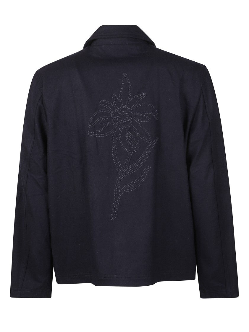 Autry Minimalist Button-Up Jacket With Subtle Floral Design