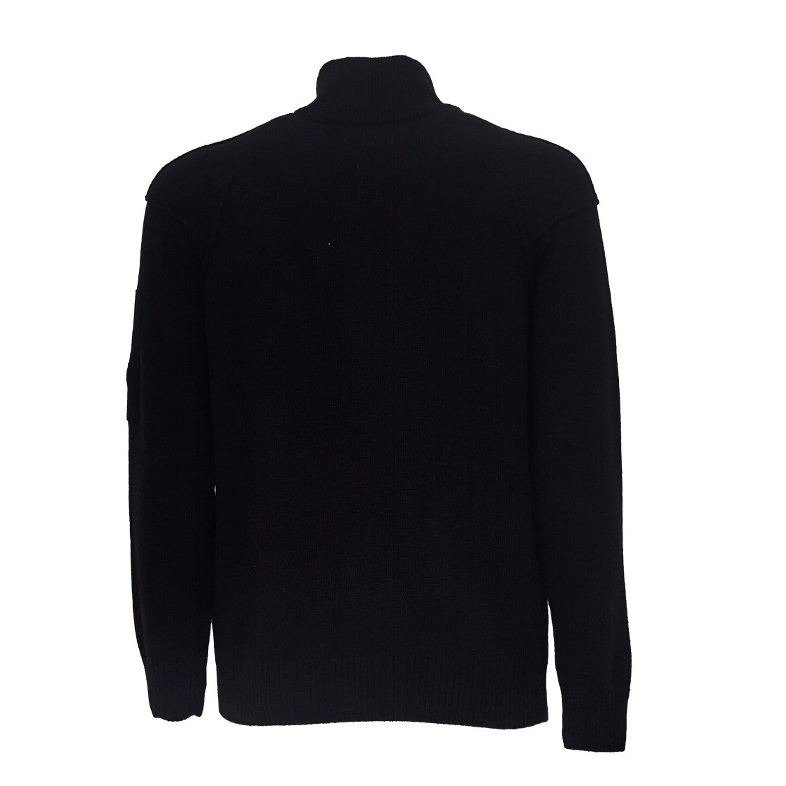 C.P. Company Ribbed Half-Zip Sweater With Lens Detail And Contrast Stitching