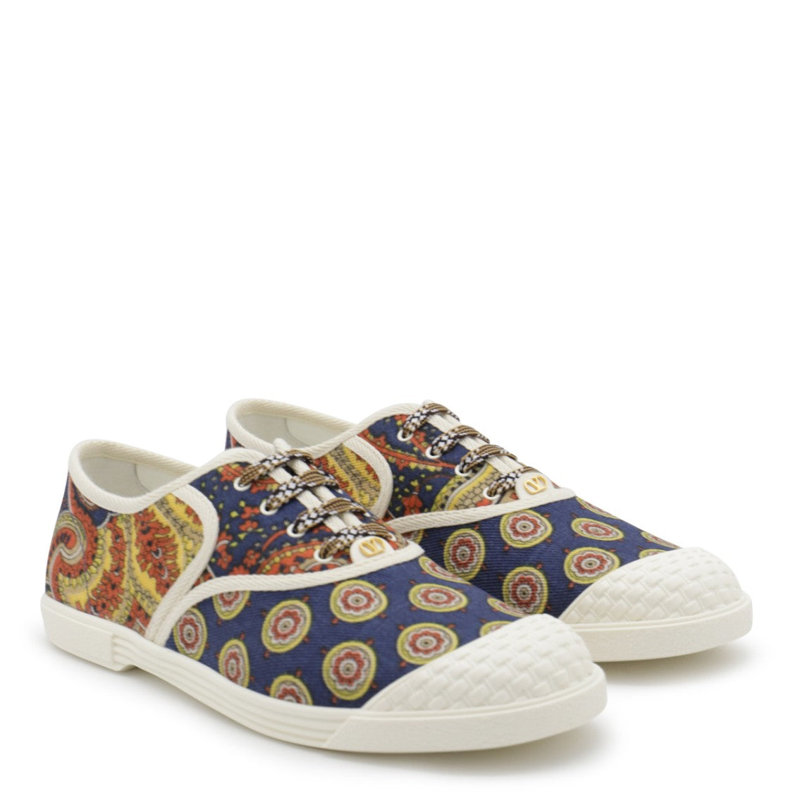 Valentino Garavani Multicolor Cotton Leather Sole Sneakers