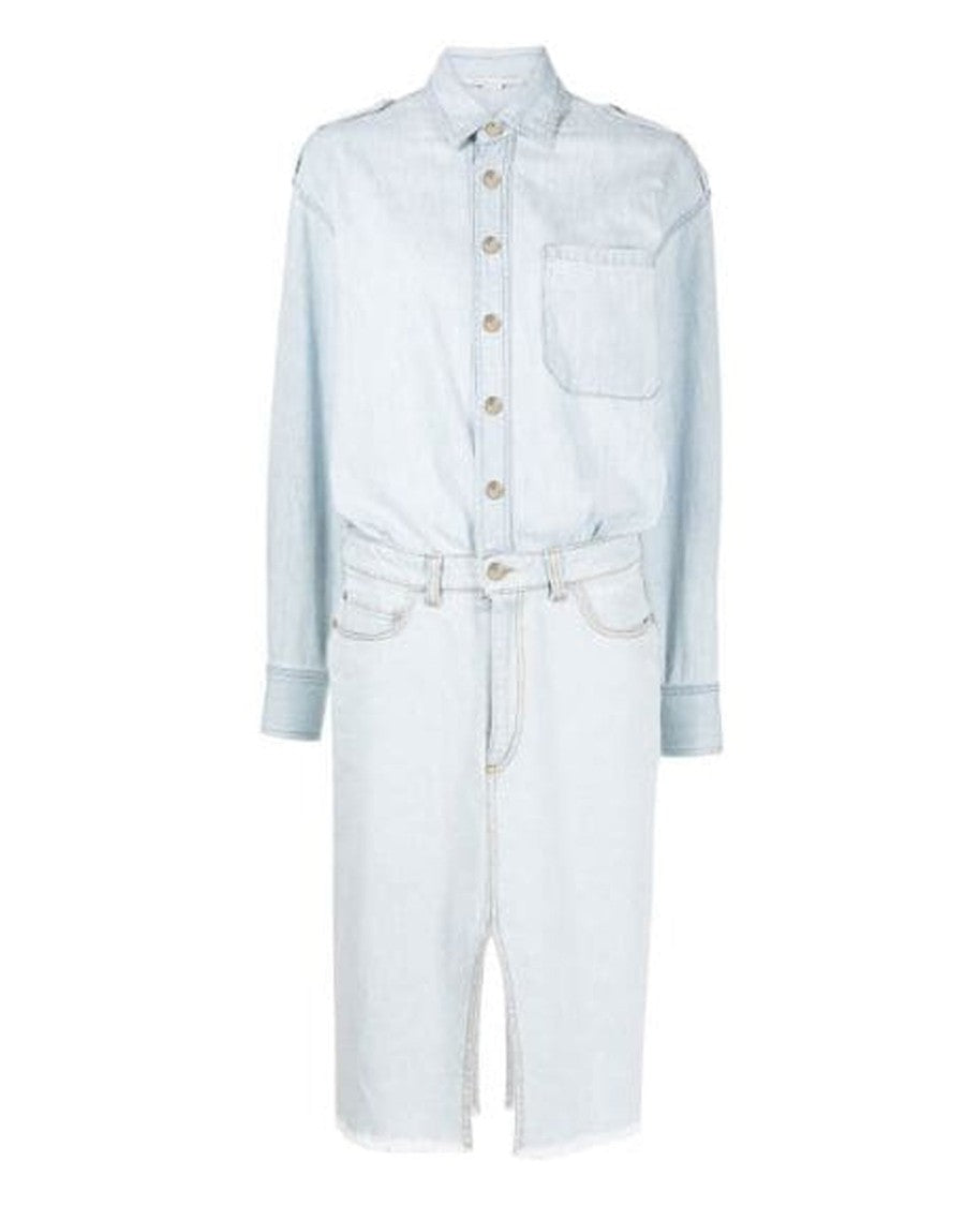 Stella Mccartney Light Blue Denim Midi Shirt Dress