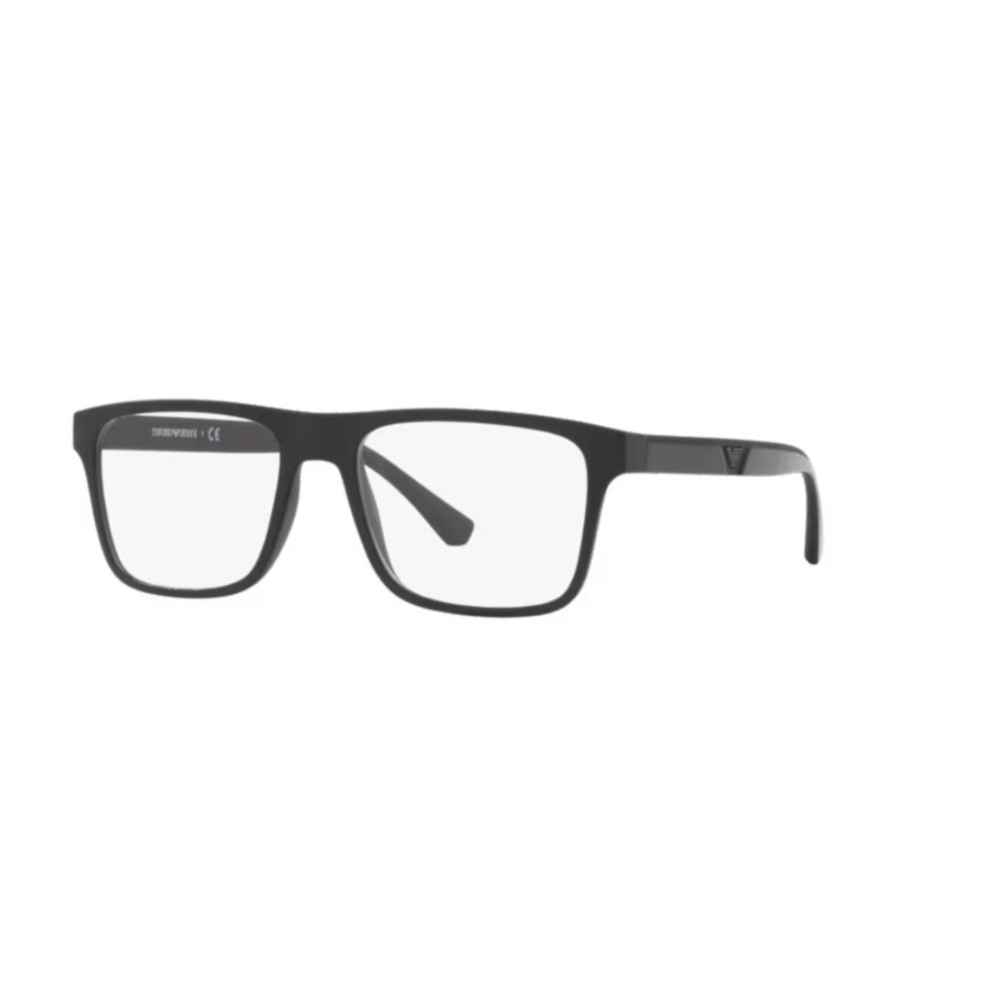 Emporio Armani 0Ea4115 Rectangular Matte Black Eyeglasses With Subtle Logo Detail
