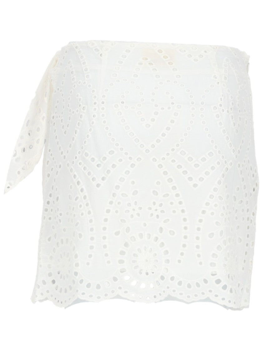Mc2 Saint Barth White Eyelet Embroidery Cotton Mini Skirt