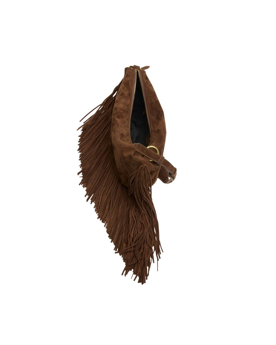 Ash Chestnut Astrid Fringes Suede Shoulder Bag