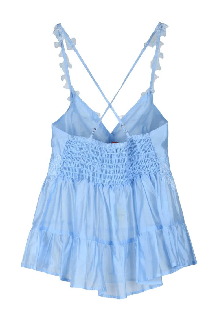 Ermanno Firenze Lyocell Blend Top - Light Blue