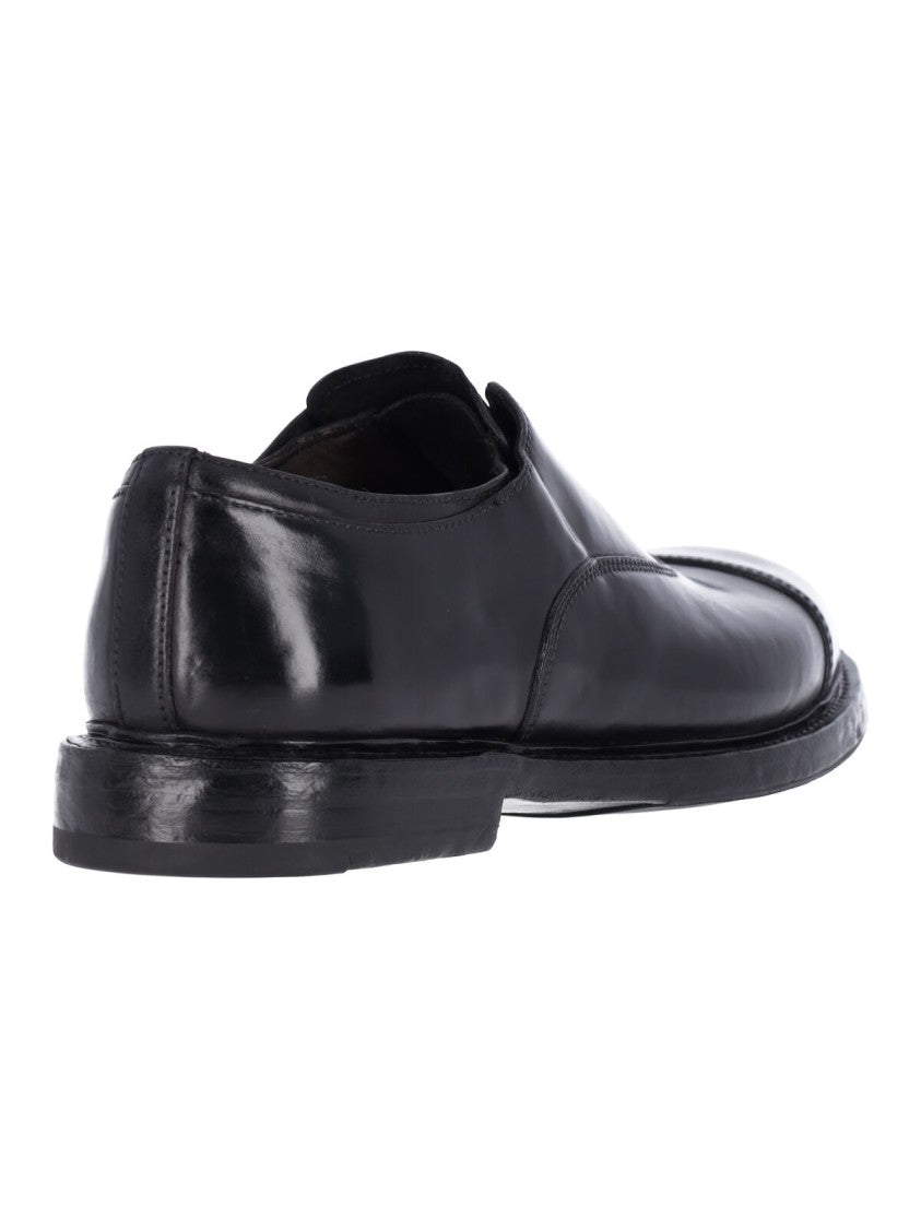 Premiata Black Leather Slip-On Derby