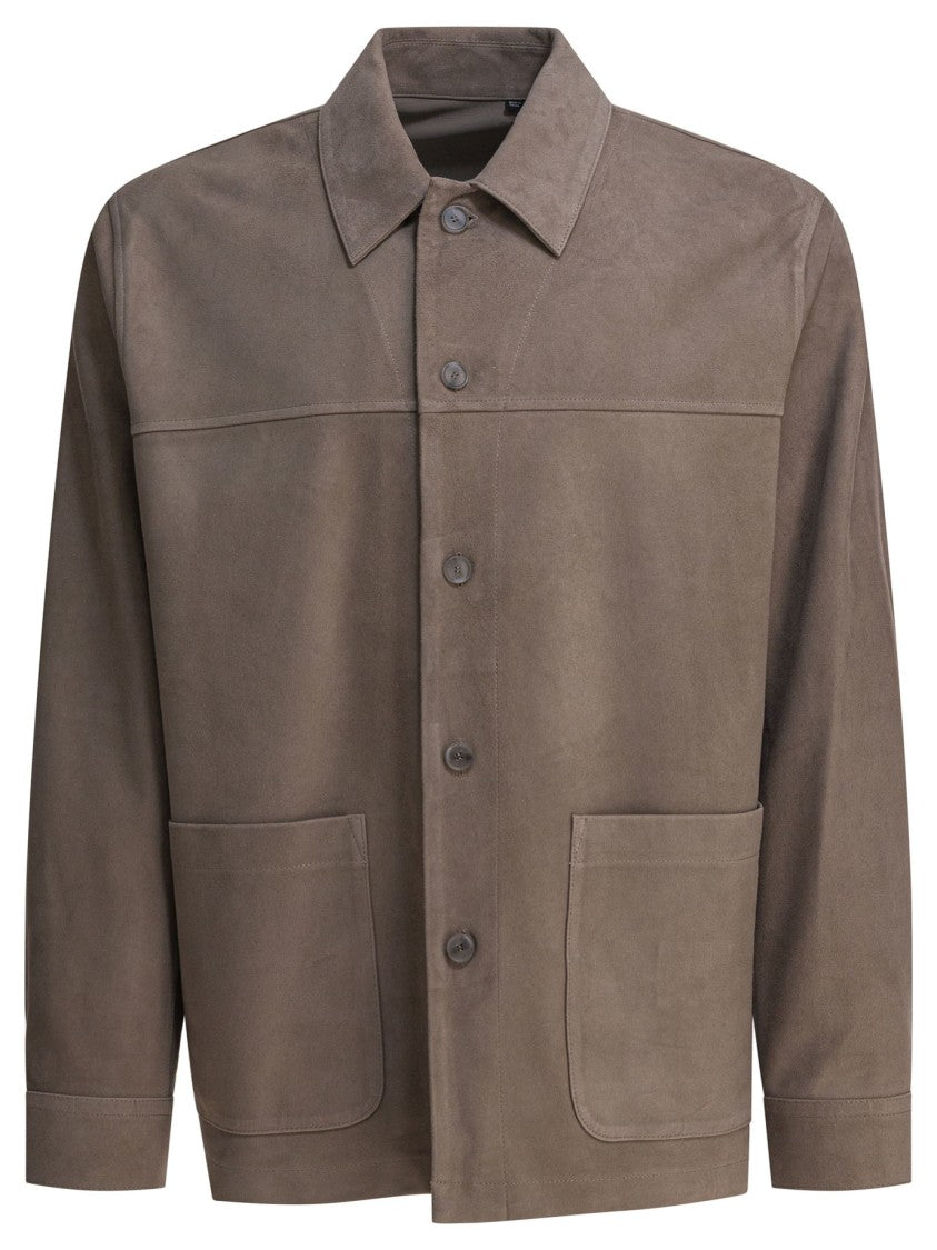 Vince Suede Lambskin Jacket With Classic Collar