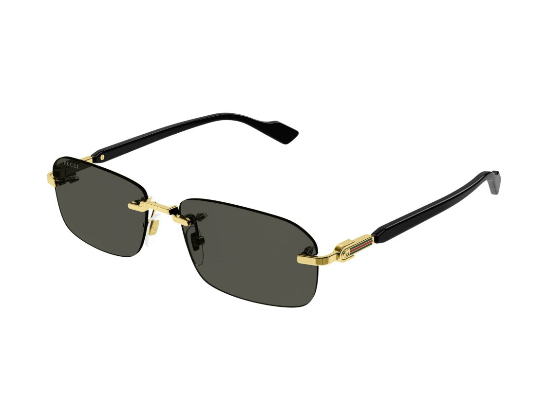 Gucci Gold Rimless Black Sunglasses