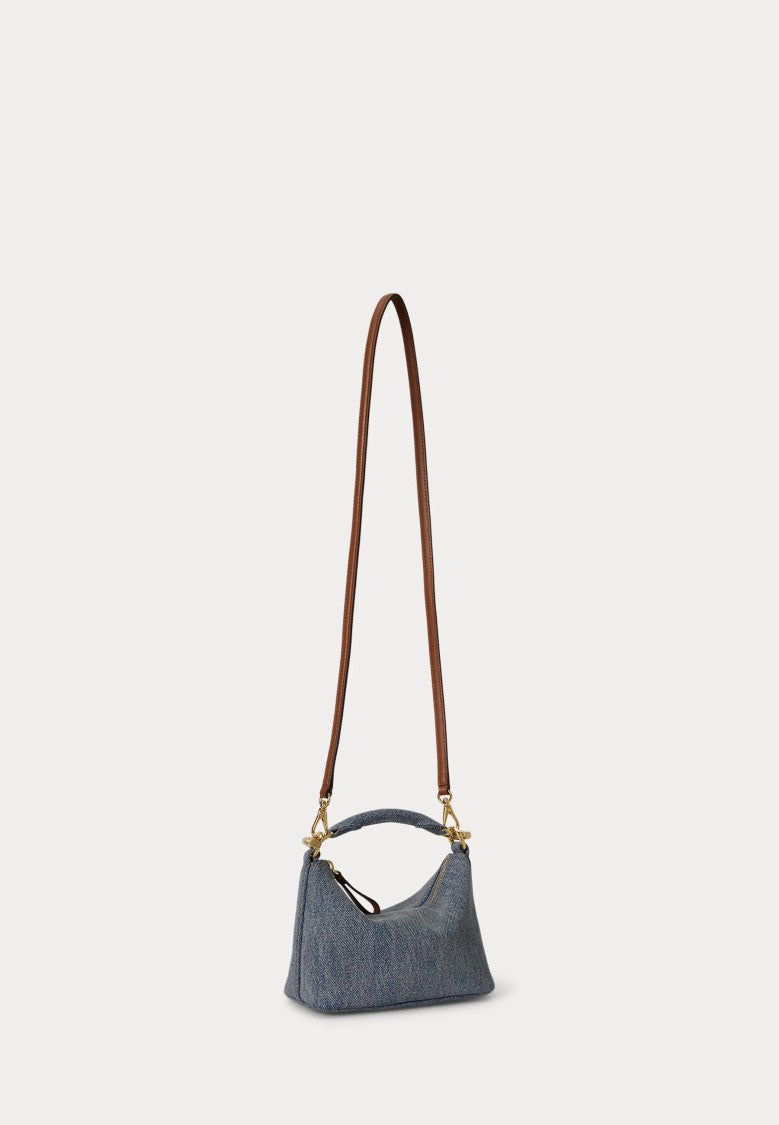Lauren Ralph Lauren Slouchy Denim Handbag With Versatile Leather Straps