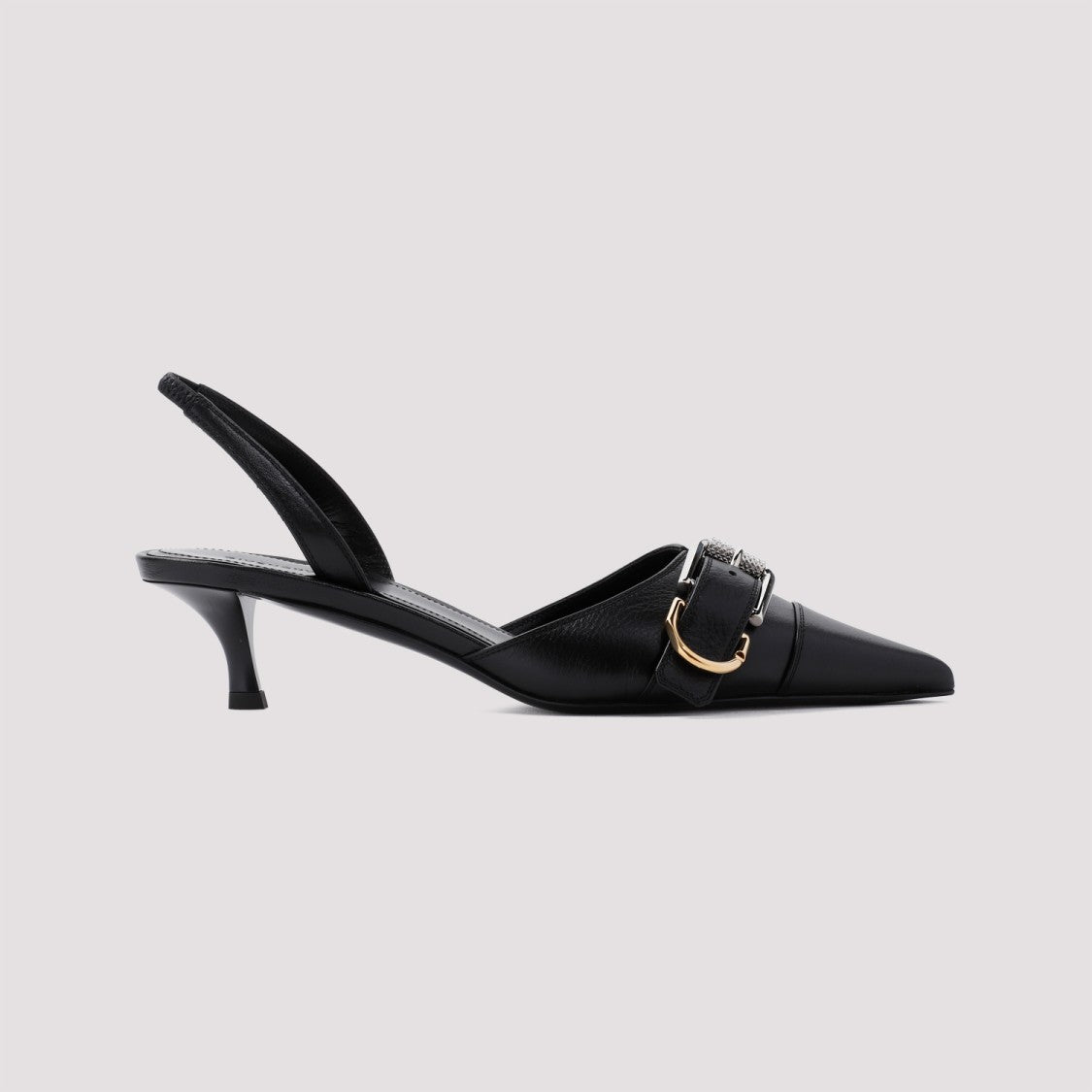 Givenchy Voyou 45Mm Slingback Black Bull Leather Sandals