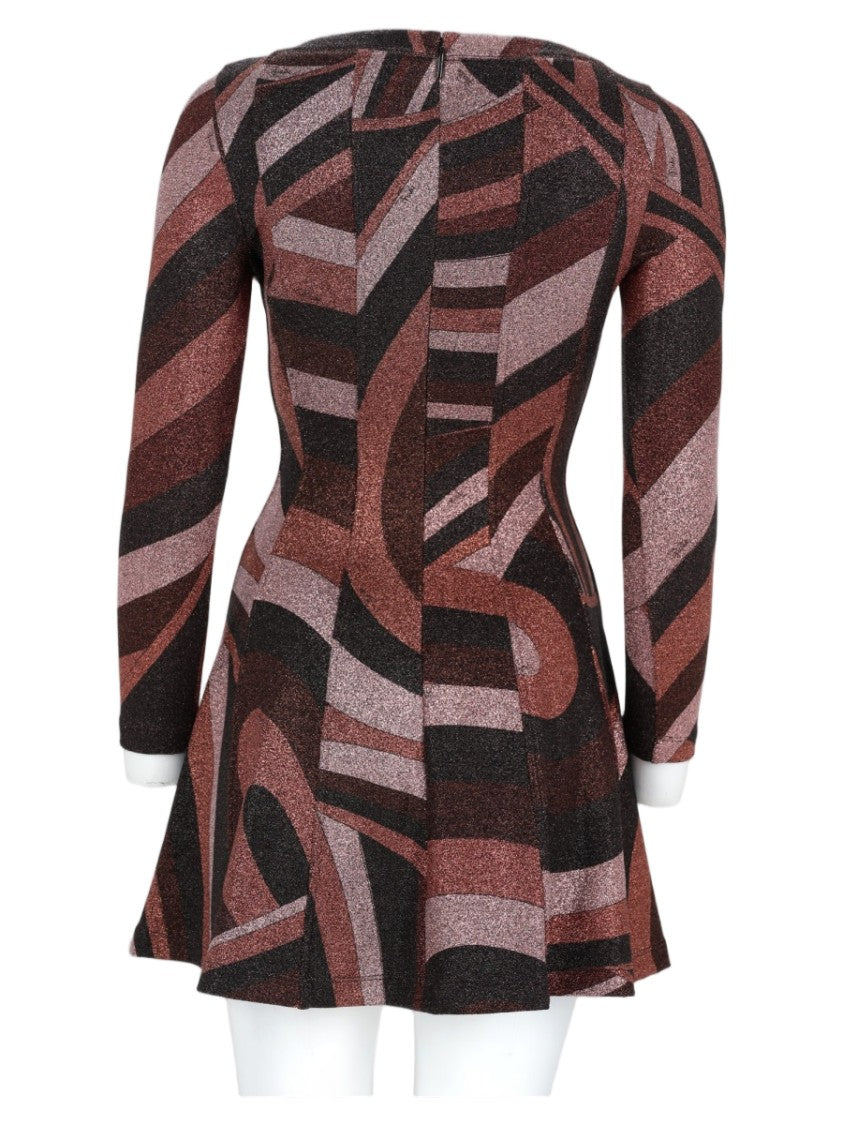 Pucci Burgundy Abstract Geometric Polyamide-Blend Mini Dress