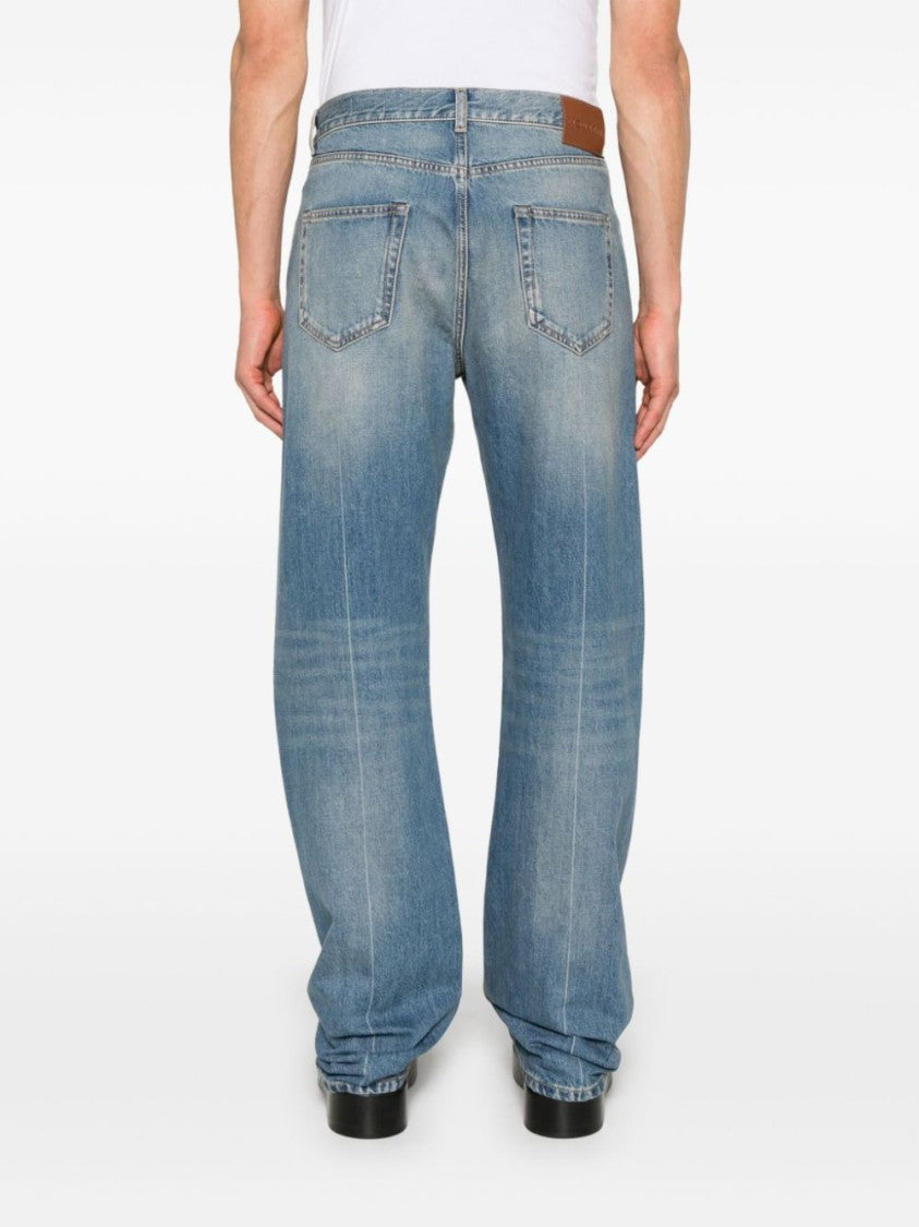 Alexander Mcqueen Powder Blue Straight-Leg Jeans With Classic Five-Pocket Design